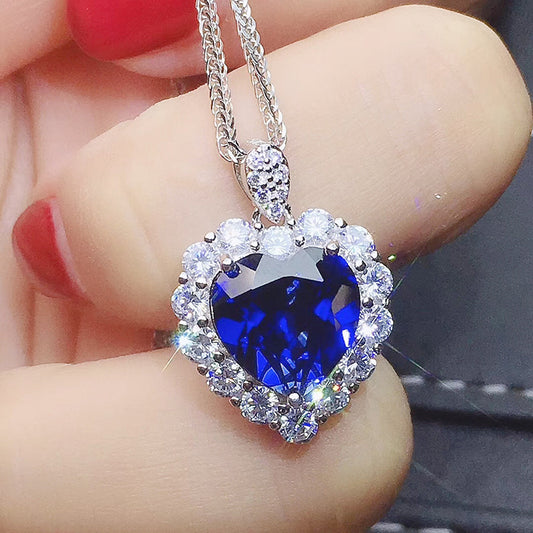 Royal Blue Heart Necklace for Woman/ Girls