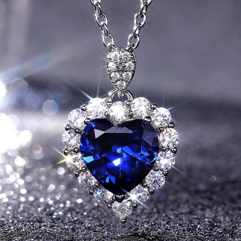 Royal Blue Heart Necklace for Woman/ Girls